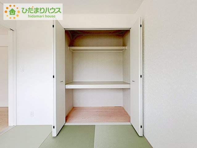 東海村亀下第1　新築戸建　2号棟の収納|"和室にも大容量のクローゼット完備！
お布団やお子様のおもちゃなどがスッキリ収納できますね(^^♪"