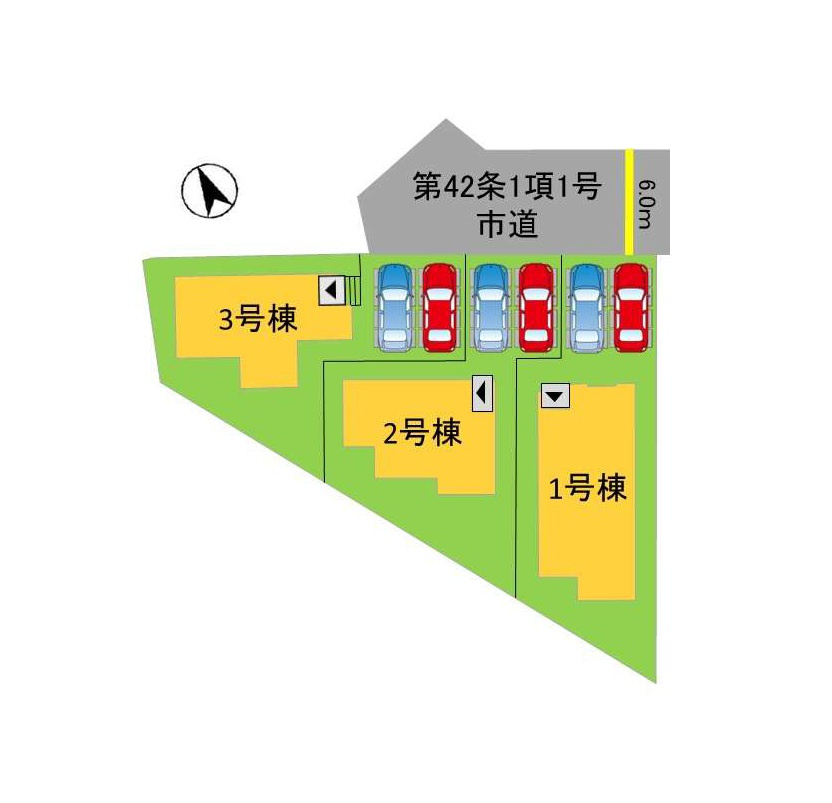 福岡市西区野方2丁目第4-3棟（2号棟）の区画図|配置図