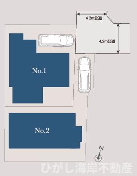 茅ヶ崎市東海岸南4丁目　新築戸建　全２棟の区画図|対象No.1
