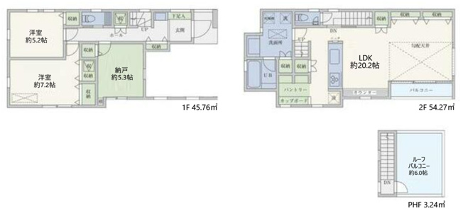 【間取り】 | 南台２丁目～LDK約２０.２帖・ルーフバルコニー付新築戸建～