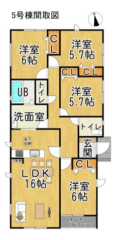 リナージュ美浜町奥田　5号棟の間取り|○●間取り図●○
