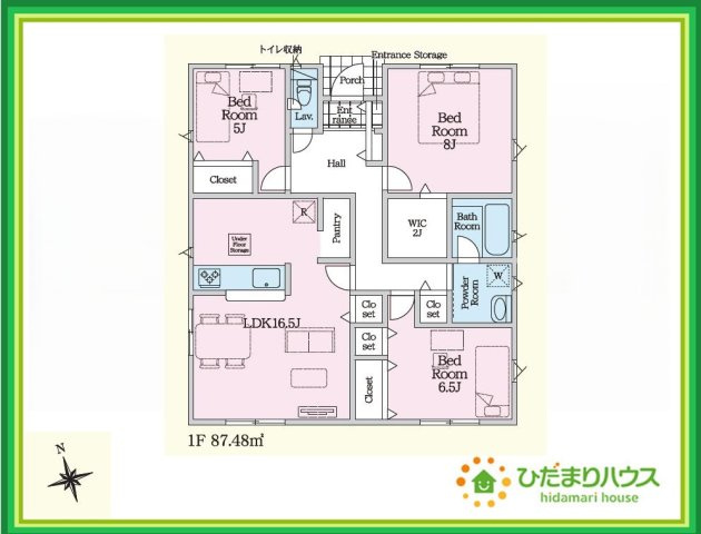 東海村亀下第1　新築戸建　3号棟の間取り|リビングの窓からはあたたかな日差しが差し込みます(*'▽')