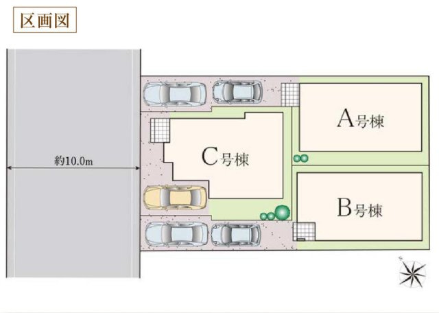 市川市本北方１丁目新築戸建【中山小学校：8分】の区画図|3棟販売中！