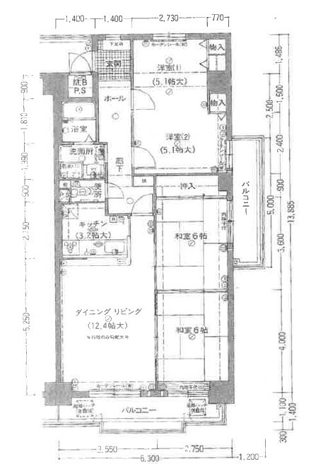 万葉ハイツ東加古川　9階の間取り|角部屋　4LDKです。
