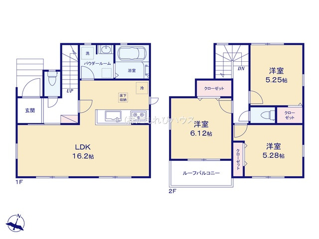 上尾市瓦葺　02期　新築一戸建て　リナージュ　01の区画図|【全1棟・1号棟】