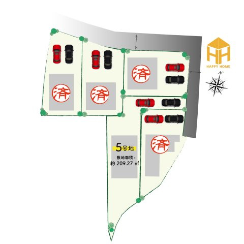 ～自由設計対応5区画～宝塚市山本中1丁目新築一戸建ての区画図|いよいよ残り1区画になりました。