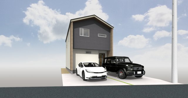 ～自由設計対応5区画～宝塚市山本中1丁目新築戸建ての外観パース|建物プラン例（他号地）