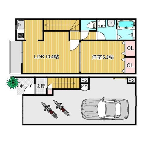 エスパース女郎花（ガレージハウス）の間取り