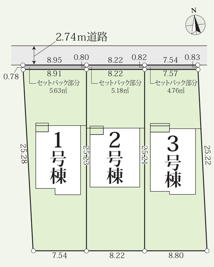 【仲介手数料無料／中川区】グラファーレ名古屋市港区藤高3期　3棟　新築戸建の区画図