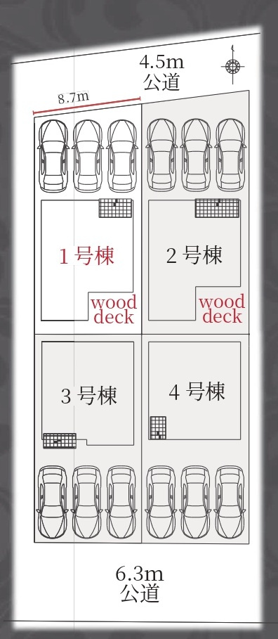 【仲介手数料無料／中川区】Terrechez名古屋市港区西川町1期　全４棟　新築戸建①の区画図