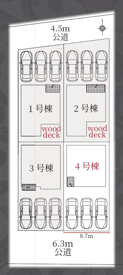 【仲介手数料無料／中川区】Terrechez名古屋市港区西川町1期　全４棟　新築戸建④の区画図