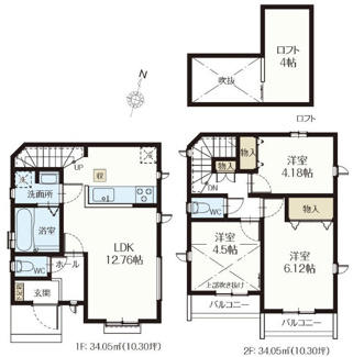 【間取り】 | 【仲介手数料無料！！】日野市西平山2丁目　新築戸建て（全2棟）B号棟　3390万円