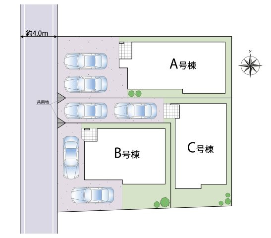 松戸市五香７丁目　新築分譲住宅　全３棟の区画図