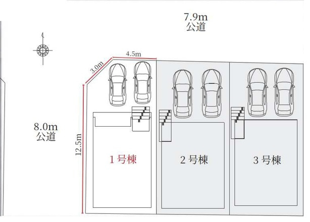 【仲介手数料無料／中川区】Terrechez名古屋市中川区打中3期　全3棟　新築戸建①の区画図
