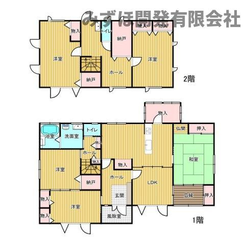 新庄市大字萩野字赤坂324-1の間取り|1階に和室もあり、リビングダイニングも広めな、使いやすい間取りです