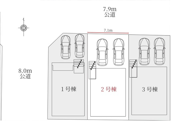 【仲介手数料無料／中川区】Terrechez名古屋市中川区打中3期　全3棟　新築戸建②の区画図