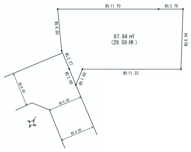 【区画図】 | 西東京市向台町６丁目　建築条件付売地 | 土地面積97.84ｍ2のゆとりある敷地