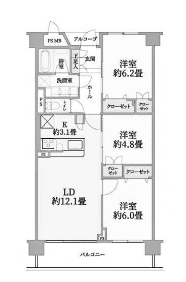 【間取り】 | グランディム京都烏丸 | 専有面積70.44㎡
