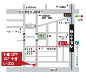 ＴＨＥ　ＣＩＴＹ　麻布十番Ⅱ　ＣＲＯＳＳの地図