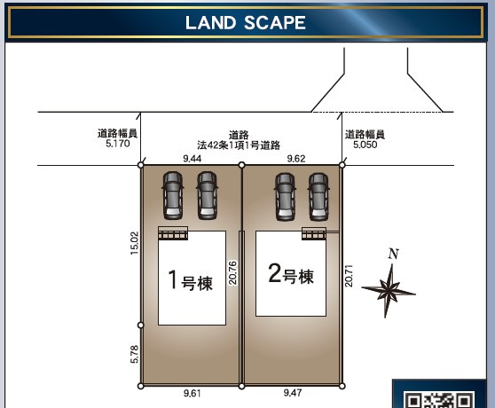 松本市波田　第9　新築戸建の区画図|カースペースは車種にもよりますがお車2台駐車可能です。