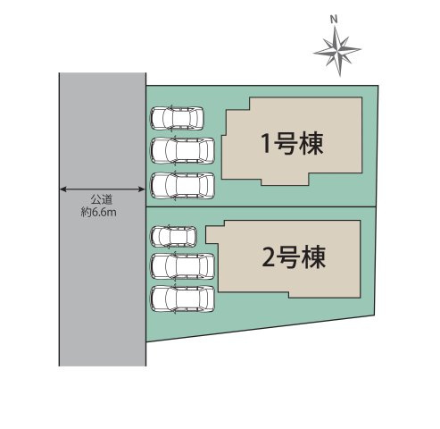 糟屋郡志免町桜丘1丁目第1-2棟（2号棟）の区画図|配置図（2号棟）