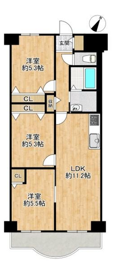 【間取り】 | 明石土山駅前スカイハイツＢ棟