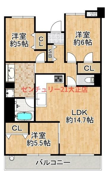 キングマンションシーブリッサ此花サウスウィングの間取り