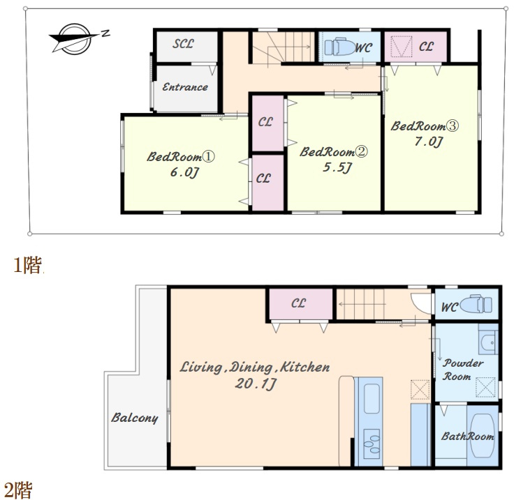 明石市大久保町大窪　新築一戸建ての間取り