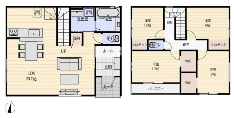 神戸市北区広陵町　新築一戸建ての間取り