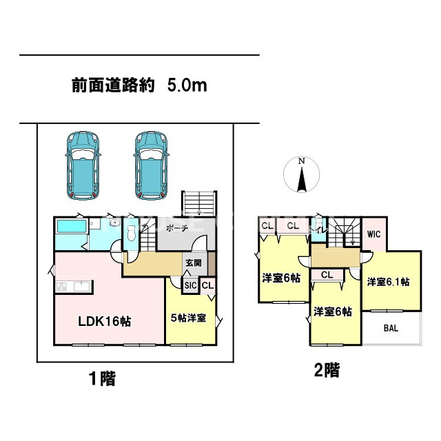 旭が丘二丁目　新築戸建の間取り
