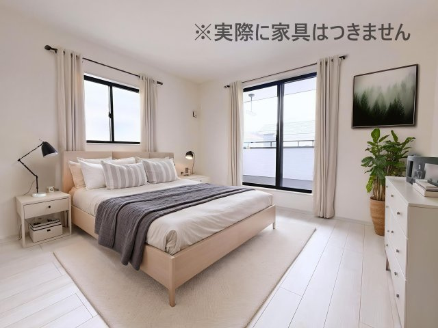 新築戸建・新築建売　西郷村小田倉字前原　小田倉小・西郷第二中の洋室|画像はバーチャルホームステージングの加工による演出で、実際の家具は付きません。