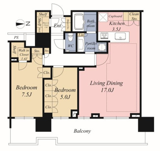 【間取り】 | HARUMI FLAG SUN VILLAGE T棟 | 2LDK＋WIC＋SIC　３０階部分　東向き　専有面積79.53㎡