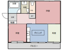 【間取り】 | 南東向き・3DK・最上階