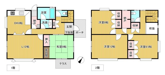 城ヶ崎海岸駅まで約750m 平坦な芝庭のある温泉付き4LDKの間取り|4LDKの間取り