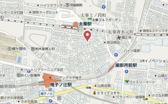 京都市右京区太秦上ノ段町　新築戸建の地図