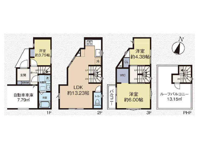 【間取り】 | 新座市野寺4丁目　新築一戸建住宅　全1棟　(保谷店) | プライバシー重視の2階リビングで開放的な暮らし。※図面を基に作成しています。現況と異なる場合は現況を優先いたします。