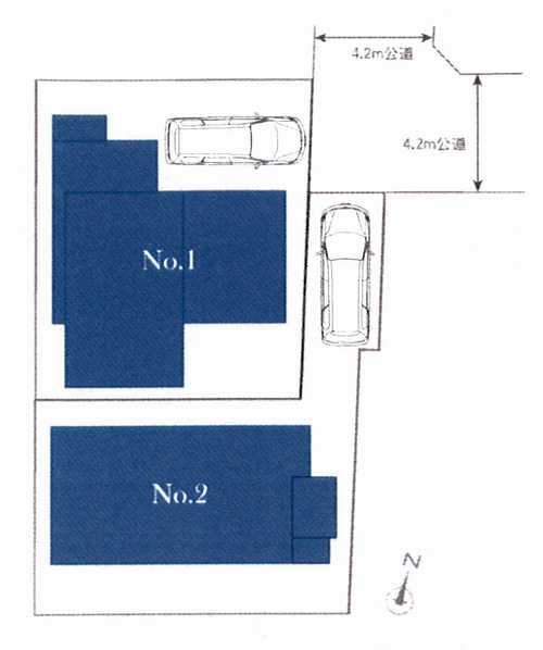 茅ヶ崎市東海岸南4丁目　新築戸建全２棟の区画図