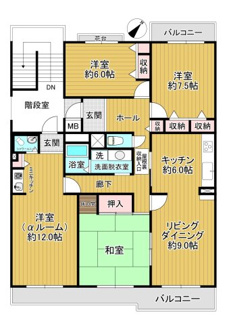 【間取り】 | ファーストアベニュー木刈 | 最上階5階部分・4LDK・玄関2か所あります！