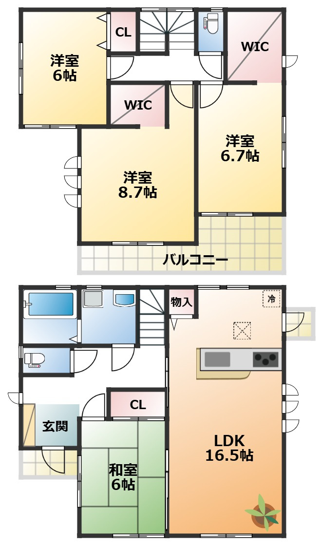 LiveleGarden.S下野烏ケ森の間取り|全室南向きで陽当たりの良い間取りです