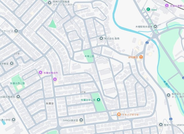 神戸市西区秋葉台　新築一戸建ての地図