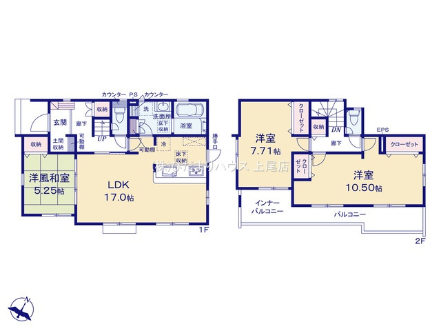 桶川市坂田11期　新築戸建　ブルーミング01の間取り|3LDK