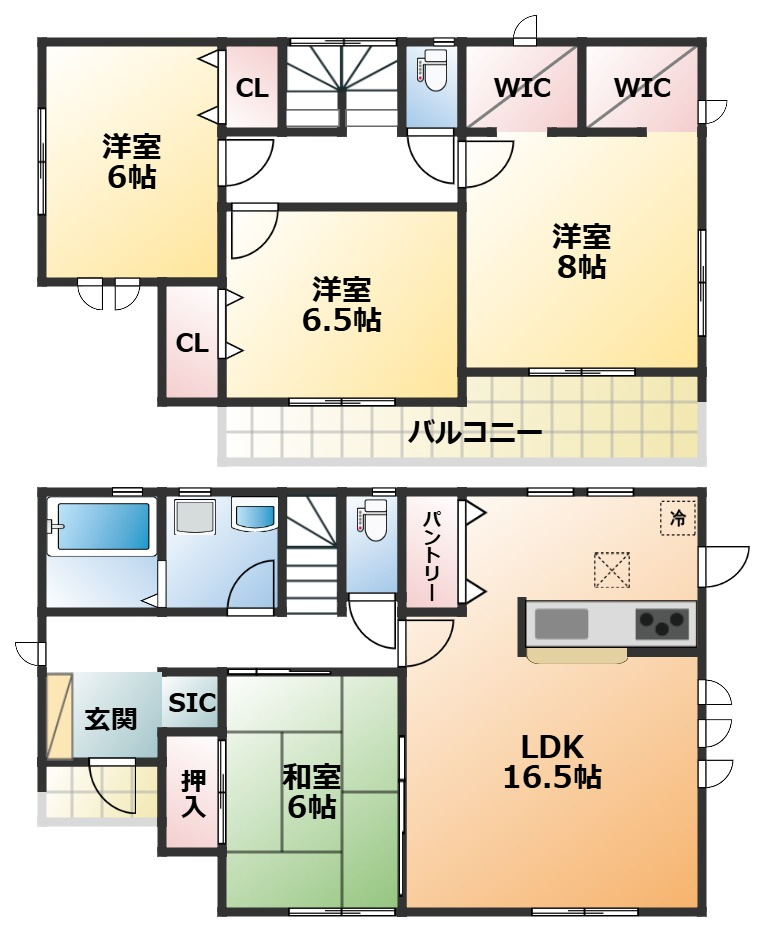 LiveleGarden.S下野烏ケ森の間取り|全室南向きで陽当たりの良い間取りです