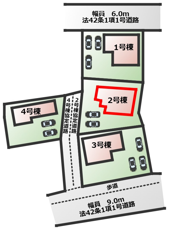 LiveleGarden.S下野烏ケ森の区画図|【全4棟】各号棟の詳細については、お気軽にお問い合わせください♪