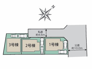 川口市安行領家　新築分譲　全３棟の区画図