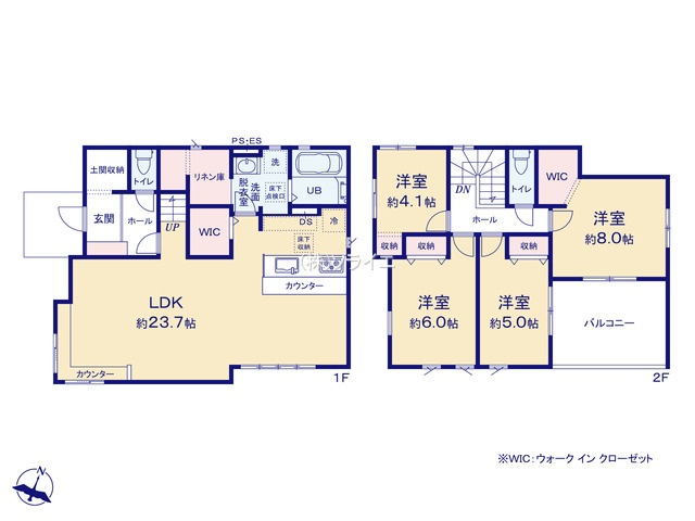 狭山市柏原13期全1棟　新築戸建の間取り