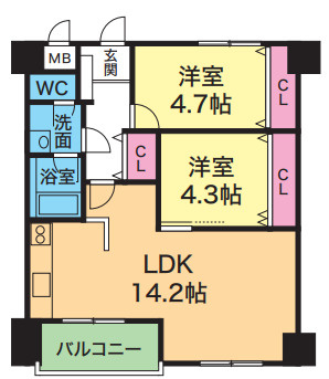 YKハイツ中崎の間取り