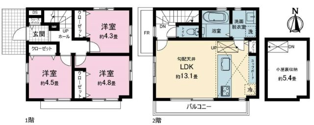 【横浜市瀬谷区中屋敷1丁目30-9新築戸建て】★仲介手数料無料★（上瀬谷小学校・瀬谷中学校）の間取り