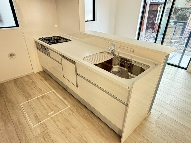 川越市むさし野2期　新築一戸建て　1号棟のキッチン|キッチンでお料理をお楽しみください