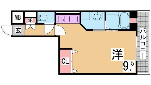 神戸市兵庫区永沢町４丁目の賃貸マンションの間取り