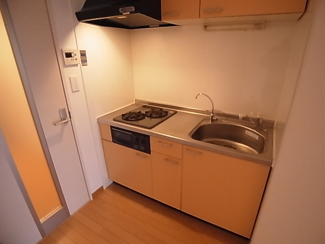 神戸市兵庫区永沢町４丁目の賃貸マンションのキッチン|システムキッチン（ガス２口）